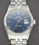 Datejust 36mm in Steel with White Gold Thunderbird Bezel on Steel Jubilee Bracelet with Blue Stick Dial