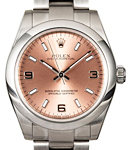 Mid Size - Oyster Perpetual - Steel with Domed Bezel on Oyster Bracelet with Pink Arabic and Stick Dial