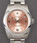 Mid Size - Oyster Perpetual - Steel with Domed Bezel on Oyster Bracelet with Pink Arabic and Stick Dial