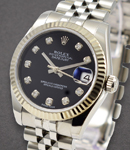 MidSize DateJust in Steel with Fluted Bezel on Steel Jubilee Bracelet with Black Diamond Dial