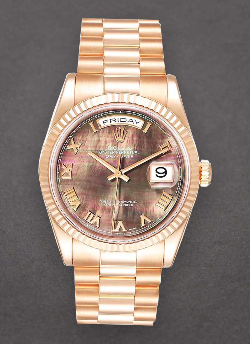 Pre-Owned Rolex President Day Date in Rose Gold with Fluted Bezel