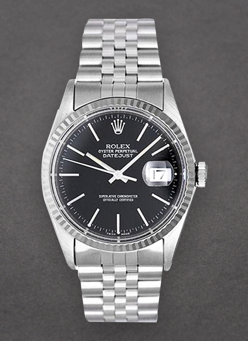 Pre-Owned Rolex Datejust 36mm in Steel with White Gold Fluted Bezel