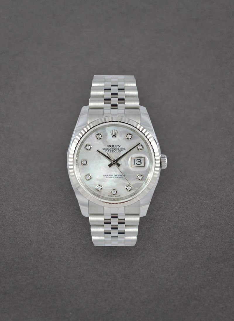 Pre-Owned Rolex Datejust 36mm with White Gold Fluted Bezel