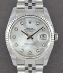 Datejust 36mm with White Gold Fluted Bezel on Jubilee Bracelet with White MOP Diamond Dial