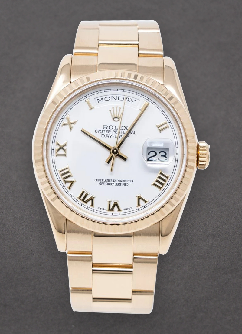 Pre-Owned Rolex President Day Date 36mm in Yellow Gold with Fluted Bezel