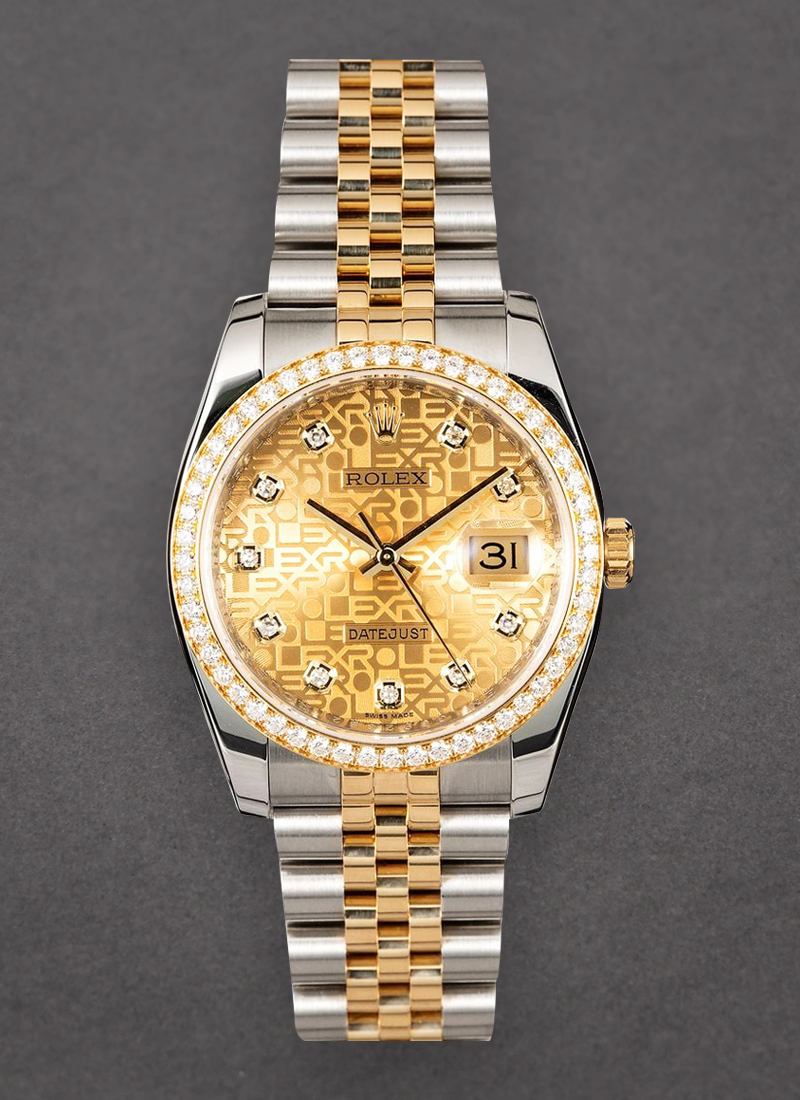 Pre-Owned Rolex Datejust 36mm in Steel with Yellow Gold Diamond Bezel