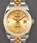 Datejust 36mm in Steel with Yellow Gold Diamond Bezel on Jubilee Bracelet with Champagne Jubilee Diamond Dial