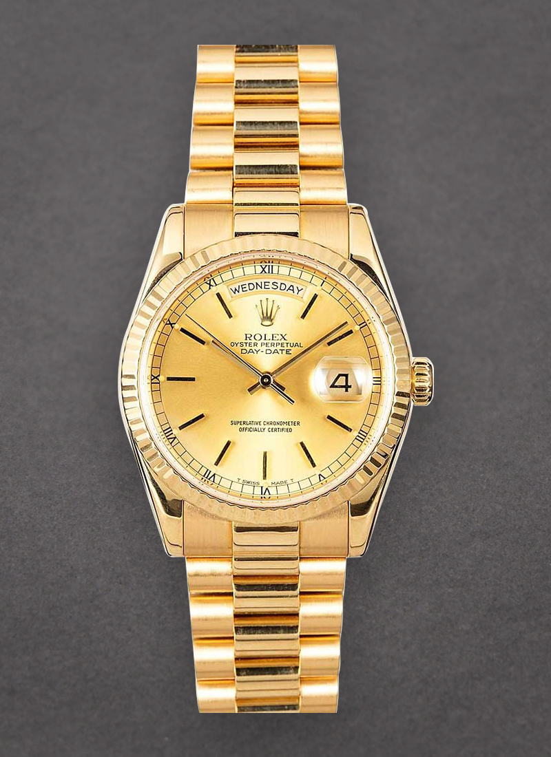 Pre-Owned Rolex Presidential Day Date in Yellow Gold with Fluted Bezel