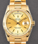 Presidential Day Date in Yellow Gold with Fluted Bezel on President Bracelet with Champagne Stick Dial