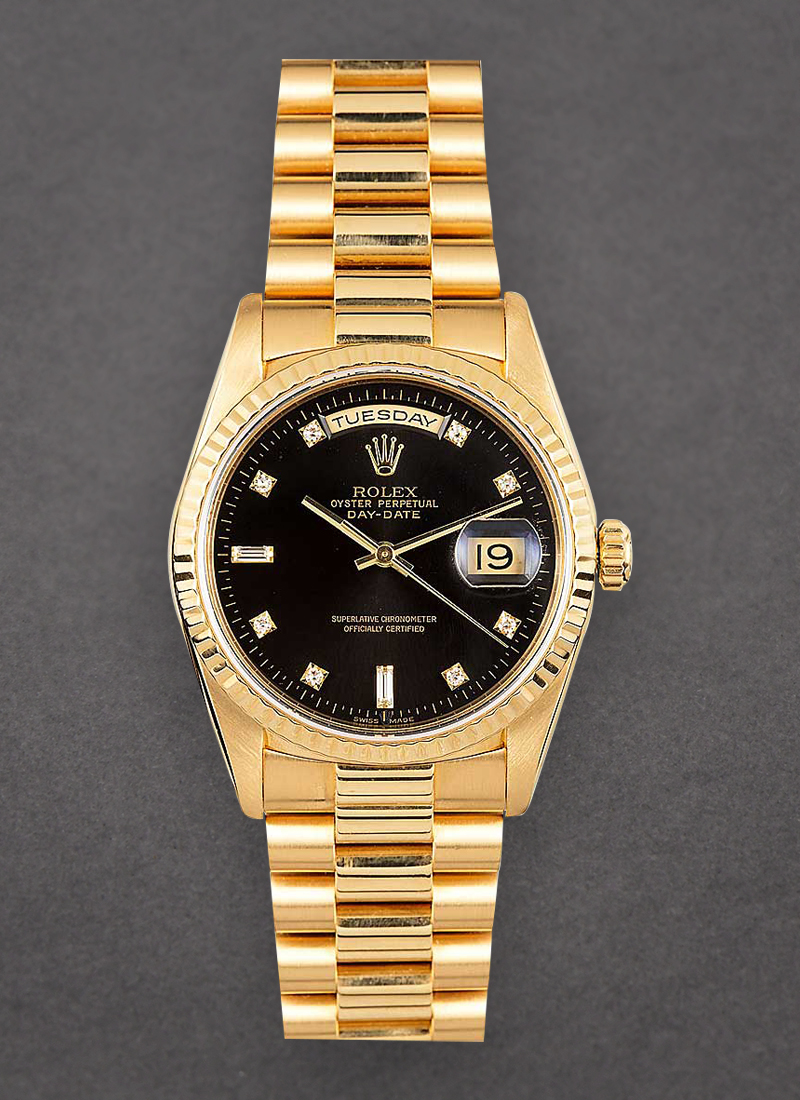 Pre-Owned Rolex President Day-Date 36mm in Yellow Gold with Fluted Bezel