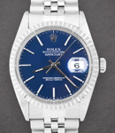 Datejust 36mm in Steel with Fluted Bezel On Steel Jubilee Bracelet with Blue Index Dial