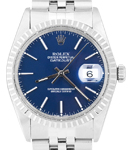 Datejust 36mm in Steel with Fluted Bezel On Steel Jubilee Bracelet with Blue Index Dial