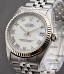 Mid Size 31mm Datejust in Steel with Fluted Bezel on Jubilee Bracelet with White Roman Dial