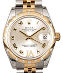 DateJust - 31mm - Steel with Yellow Gold - Gem-Set Domed Bezel on Jubilee Bracelet with Silver Roman Dial