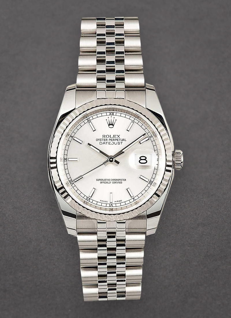 Pre-Owned Rolex Datejust 36mm with White Gold Fluted Bezel