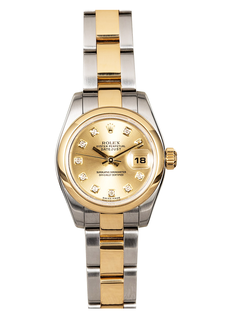 Pre-Owned Rolex Lady 2-Tone Datejust in Steel with Yellow Gold Smooth Bezel
