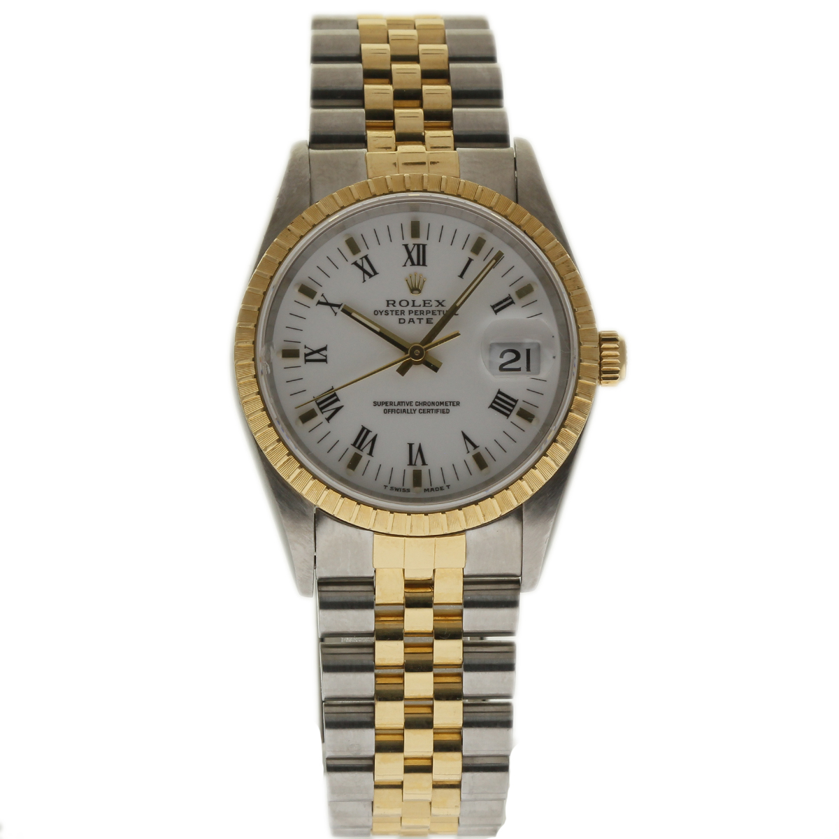 2-Tone Datejust 34mm on Jubilee Bracelet with White Roman Dial