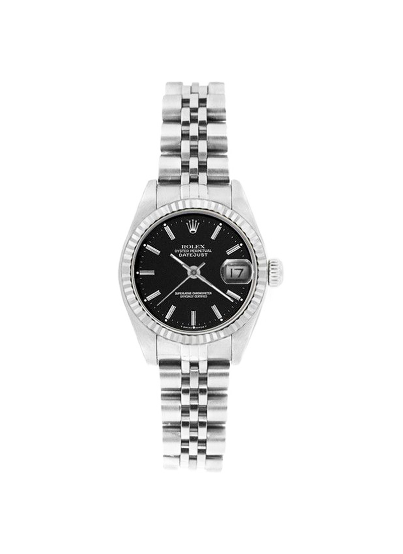 Pre-Owned Rolex Datejust Ladies in Steel with White Gold Fluted Bezel