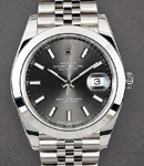 Datejust 41mm in Steel with Smooth Bezel on Jubilee Bracelet with Dark Rhodium Stick Dial