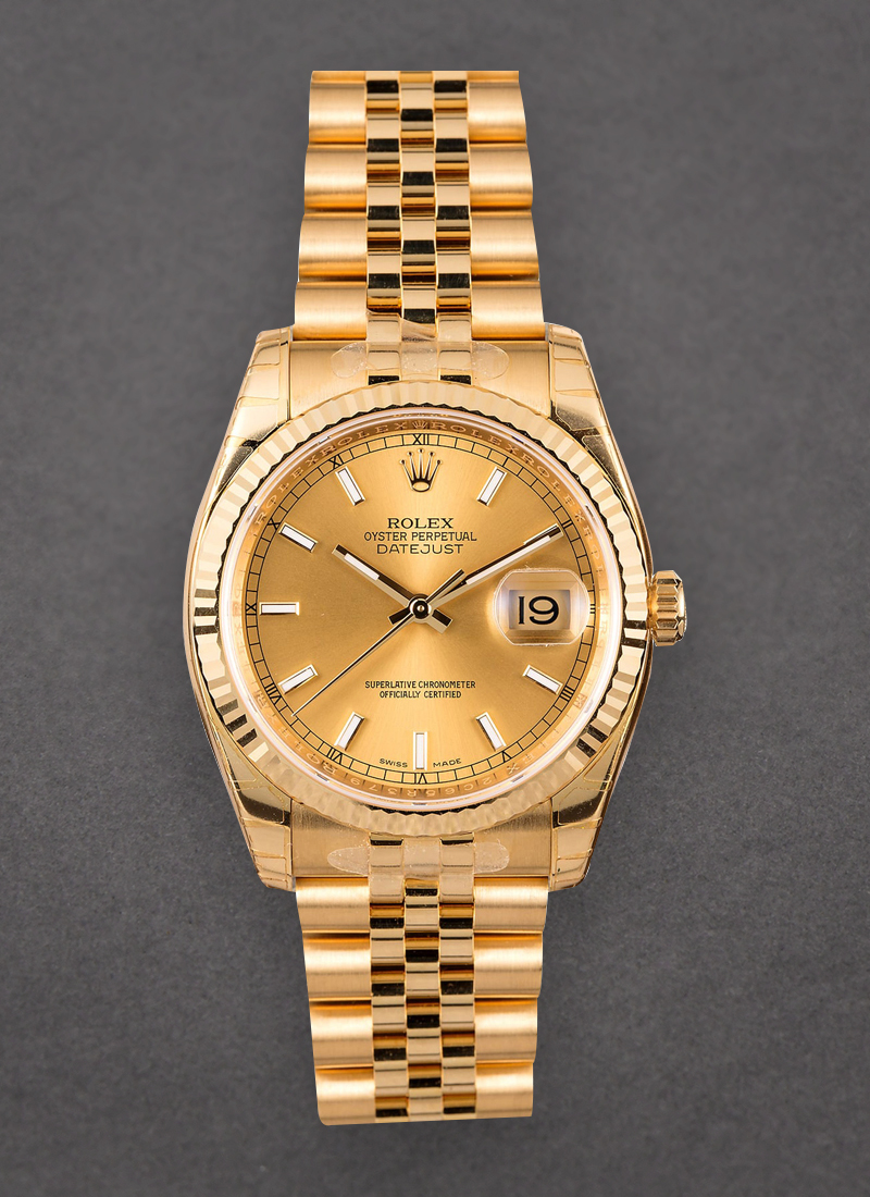 Pre-Owned Rolex Datejust 36mm in Yellow Gold with Fluted Bezel