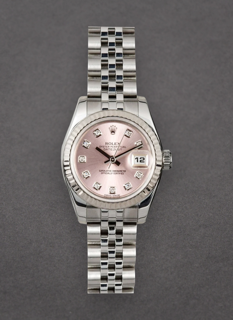 Pre-Owned Rolex Datejust 26mm in Steel with White Gold Fluted Bezel