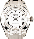 Masterpiece 29mm with White Gold 12 Diamond Bezel on Pearlmaster Bracelet with White Roman Dial