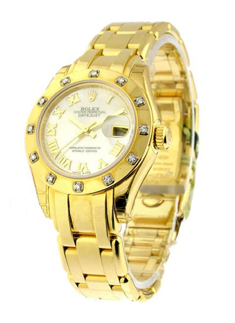 Pre-Owned Rolex Pearlmaster Datejust with Yellow Gold 12 Diamond Bezel