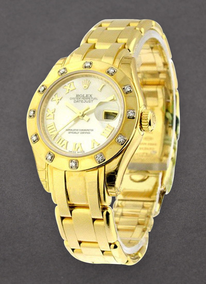 Pre-Owned Rolex Pearlmaster Datejust with Yellow Gold 12 Diamond Bezel