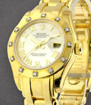 Pearlmaster Datejust with Yellow Gold 12 Diamond Bezel on Pearlmaster Bracelet with White MOP Roman Dial