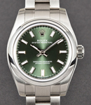 Oyster Perpetual 26 No Date in Steel with Smooth Bezel on Oyster Bracelet with Olive Green Stick Dial