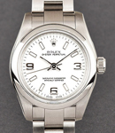 Ladies Oyster Perpetual No Date in Steel with Smooth Bezel on Steel Oyster Bracelet with White Arabic and Stick Dial