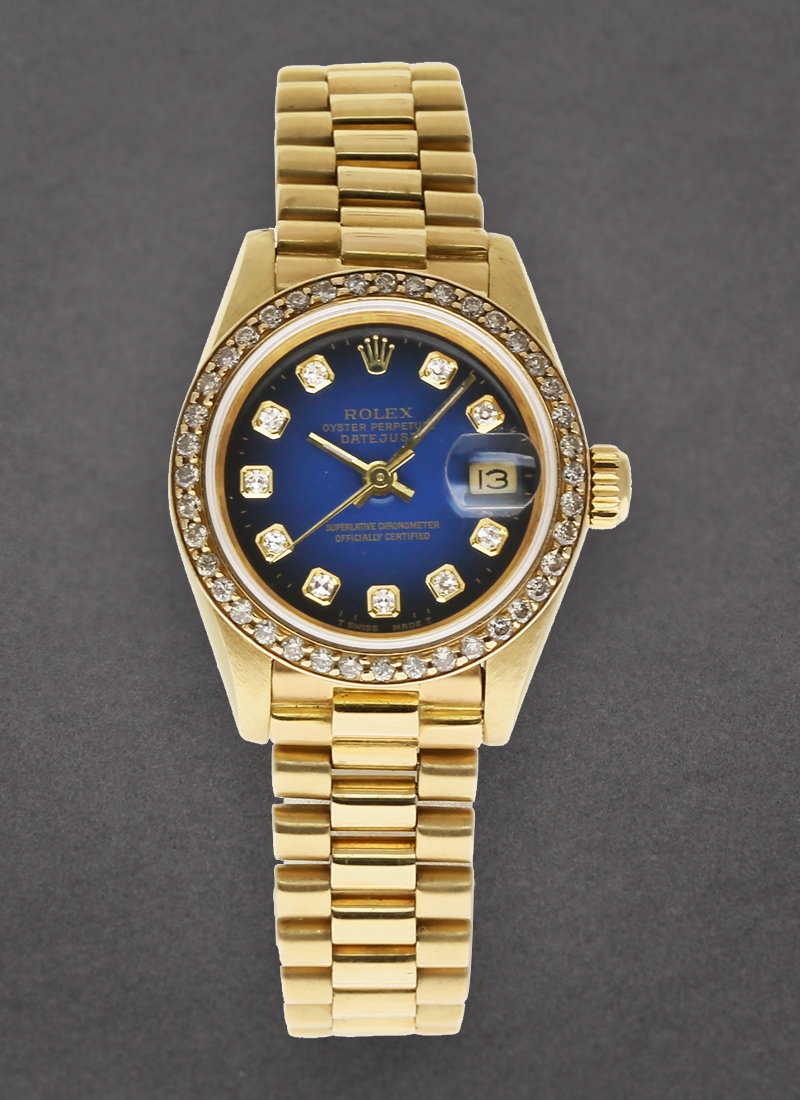 Pre-Owned Rolex Ladies President in Yellow Gold with Diamond Bezel