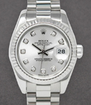 Ladies President in White Gold with Diamond Bezel on White Gold President Bracelet with Silver Diamond Dial