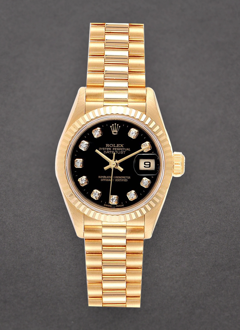 Pre-Owned Rolex President 26mm Ladies in Yellow Gold with Diamond Bezel