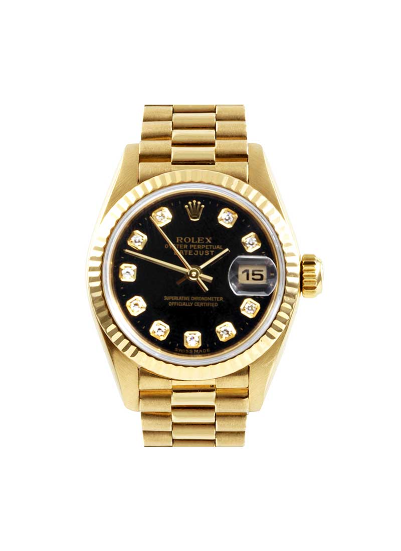 Pre-Owned Rolex President 26mm Ladies in Yellow Gold with Diamond Bezel