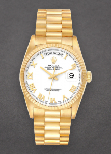 Pre-Owned Rolex 18238 President Day Date 36mm in Yellow Gold with Fluted Bezel 18238