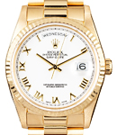 President Day Date 36mm in Yellow Gold with Fluted Bezel on President Bracelet with White Roman Dial