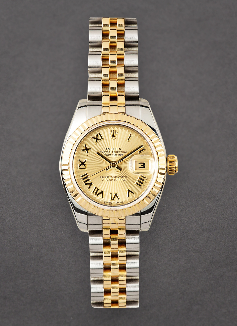 Pre-Owned Rolex Ladies 2-Tone Datejust in Steel with Yellow Gold Fluted Bezel