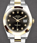 Datejust II 41mm in Steel with Yellow Gold Smooth Bezel on Oyster Bracelet with Black Diamond Dial