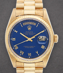 President - Day-Date - 36mm - Yellow Gold with Fluted Bezel on Yellow Gold President Bracelet with Blue Roman Dial