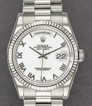 President in White Gold with Fluted Bezel on White Gold President Bracelet with White Roman Dial