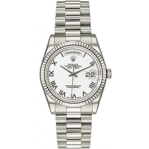 Pre-Owned Rolex President in White Gold with Fluted Bezel