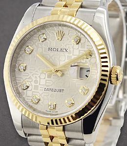 2-Tone Datejust 36mm Ref 116233 on Jubilee Bracelet with Silver Jubilee Diamond Dial