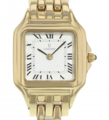 Lady's Square La Scala in Yellow Gold on Yellow Gold Bracelet with White Dial