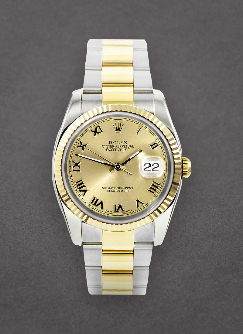 Pre-Owned Rolex Datejust 36mm in Steel with Yellow Gold Fluted Bezel