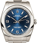 Oyster Perpetual 36mm in Steel with Smooth Bezel on Oyster Bracelet with Blue Arabic and Stick Dial