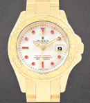 Yacht-Master Small Size in Yellow Gold on Oyster Bracelet with White MOP Diamond Dial