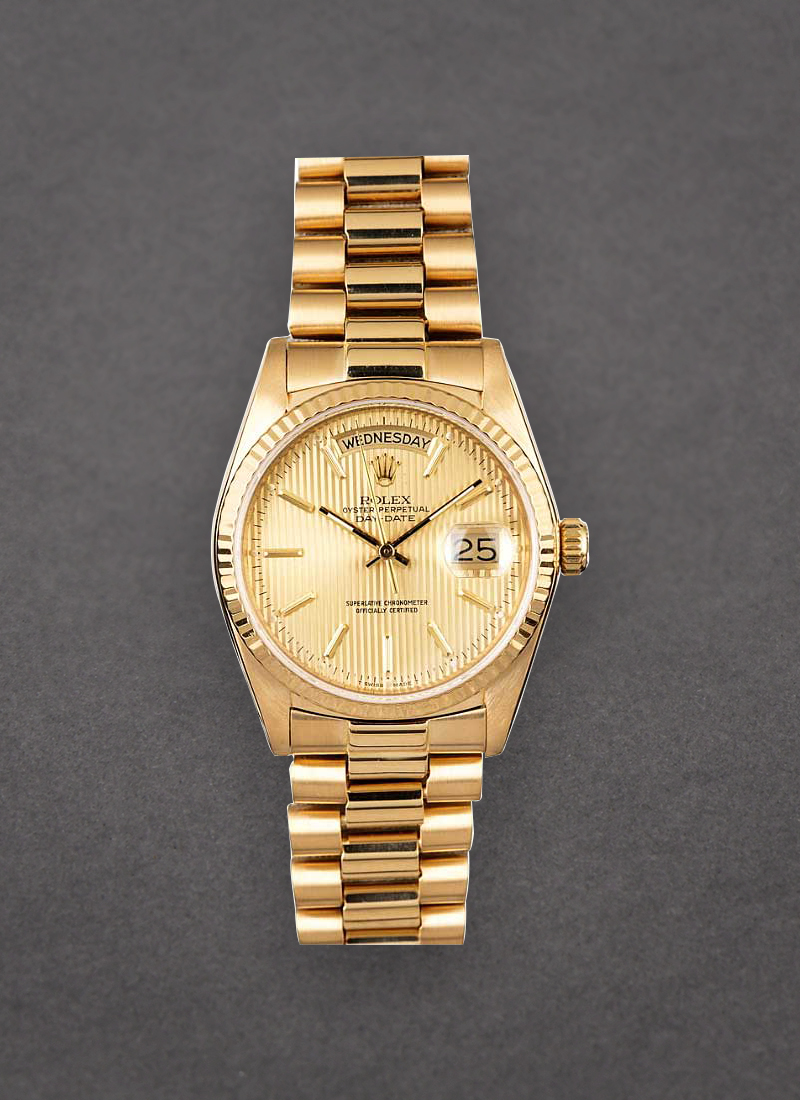 Pre-Owned Rolex Day-Date President 36mm in Yellow Gold with Fluted Bezel