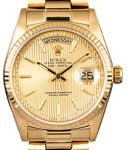Day-Date President 36mm in Yellow Gold with Fluted Bezel on President Bracelet with Champagne Tapestry Stick Dial