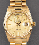 Day-Date President 36mm in Yellow Gold with Fluted Bezel on President Bracelet with Champagne Tapestry Stick Dial